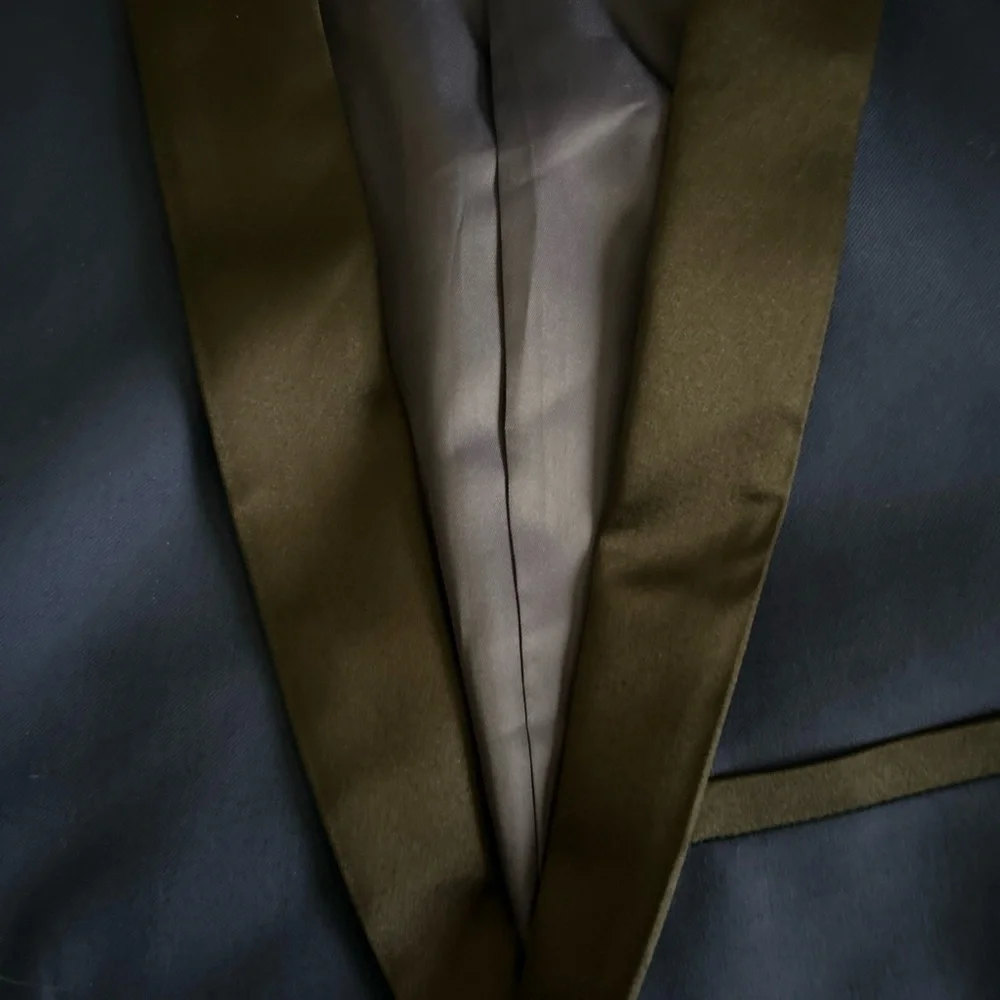 Navy Blue High-Waisted Dress Pants with Tapered Fit